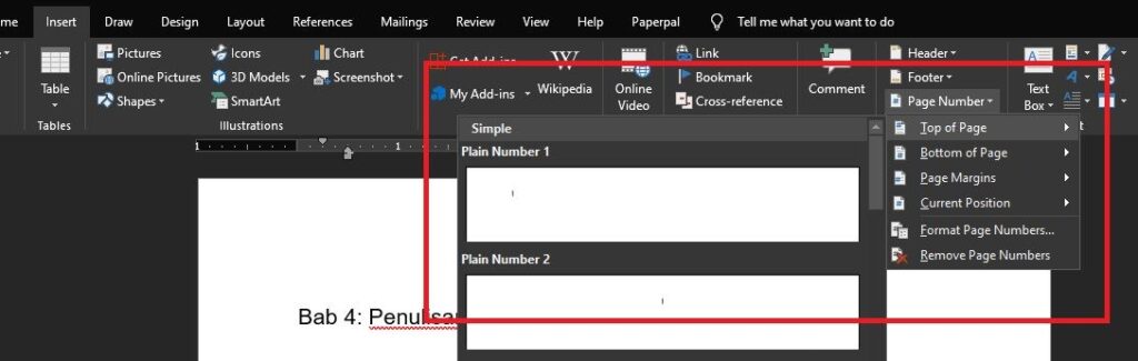 cara membuat nomor halaman otomatis