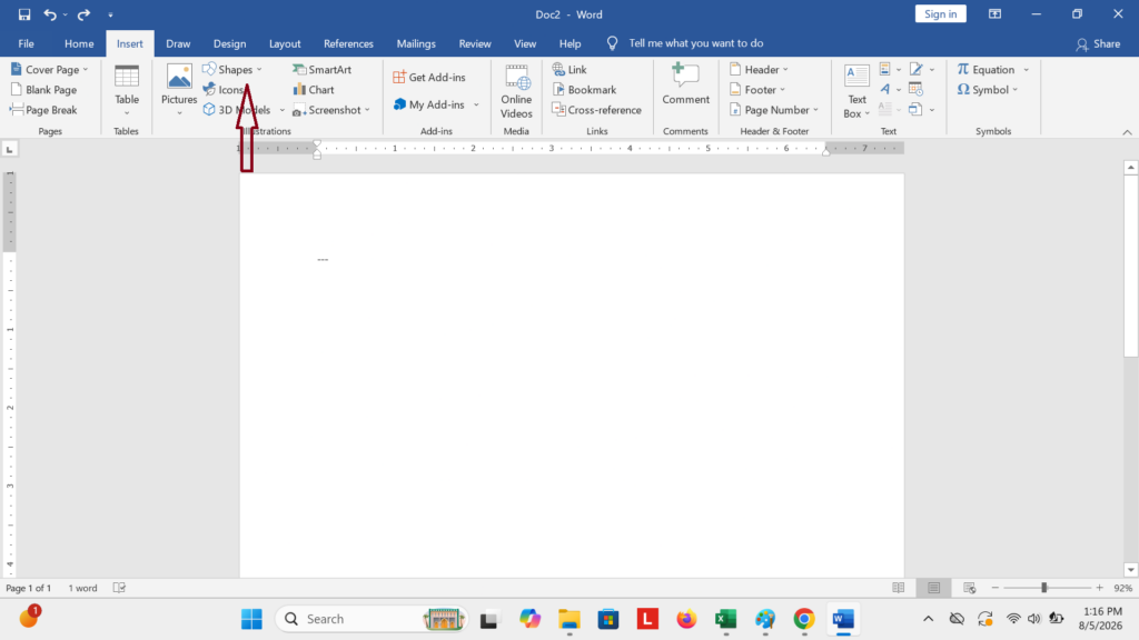 Cara Membuat Garis Lurus di Word dengan Shapes