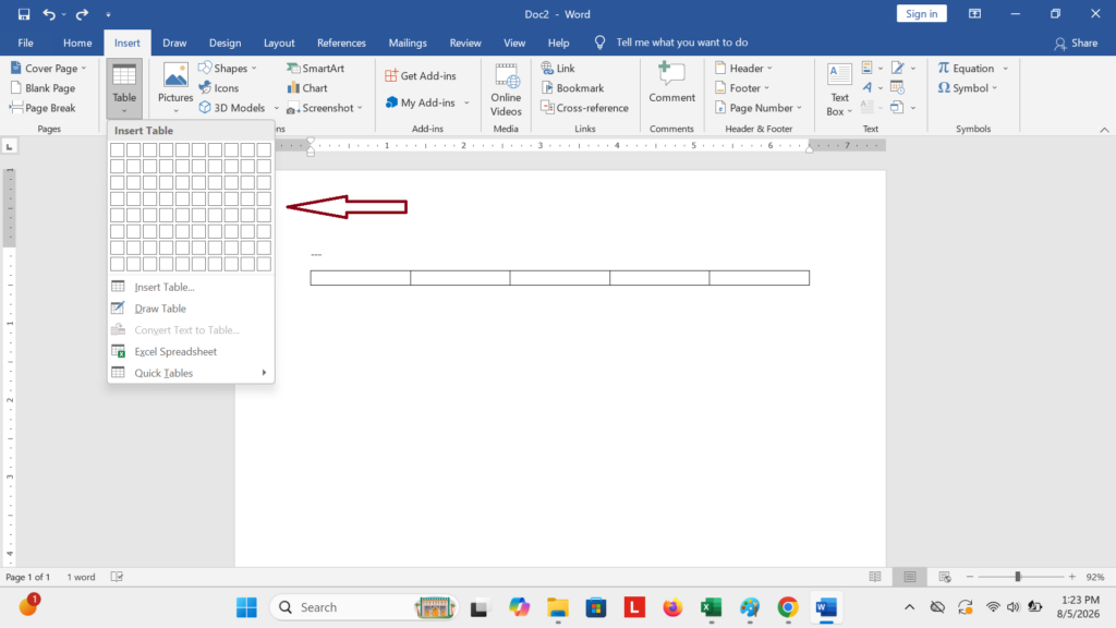 Cara Membuat Garis Lurus di Word dengan Tabel