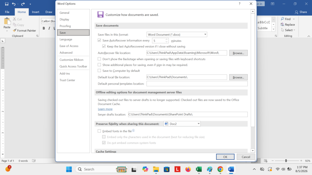 Mengembalikan Dokumen Word dengan Backup Otomatis