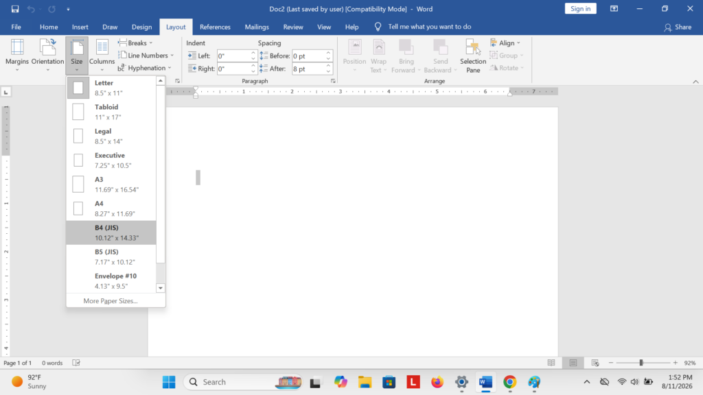 Cara Mengatur Kertas di Word