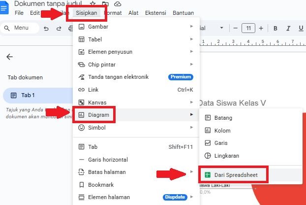 cara membuat diagram lingkaran di google docs