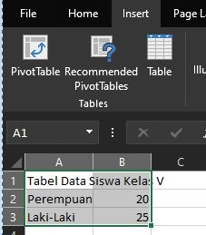 cara membuat diagram lingkaran di excel