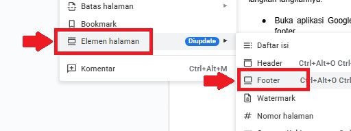 Cara membuat footer di google docs