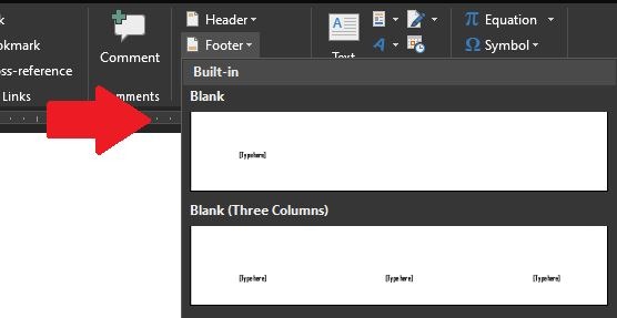 cara membuat footer di word