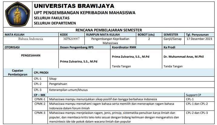 Contoh RPS Berbasis OBE