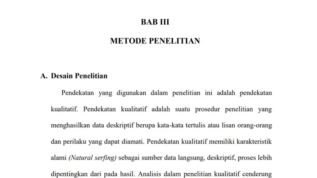 Contoh Skripsi Bab 3 Kualitatif dan Kuantitatif yang Benar