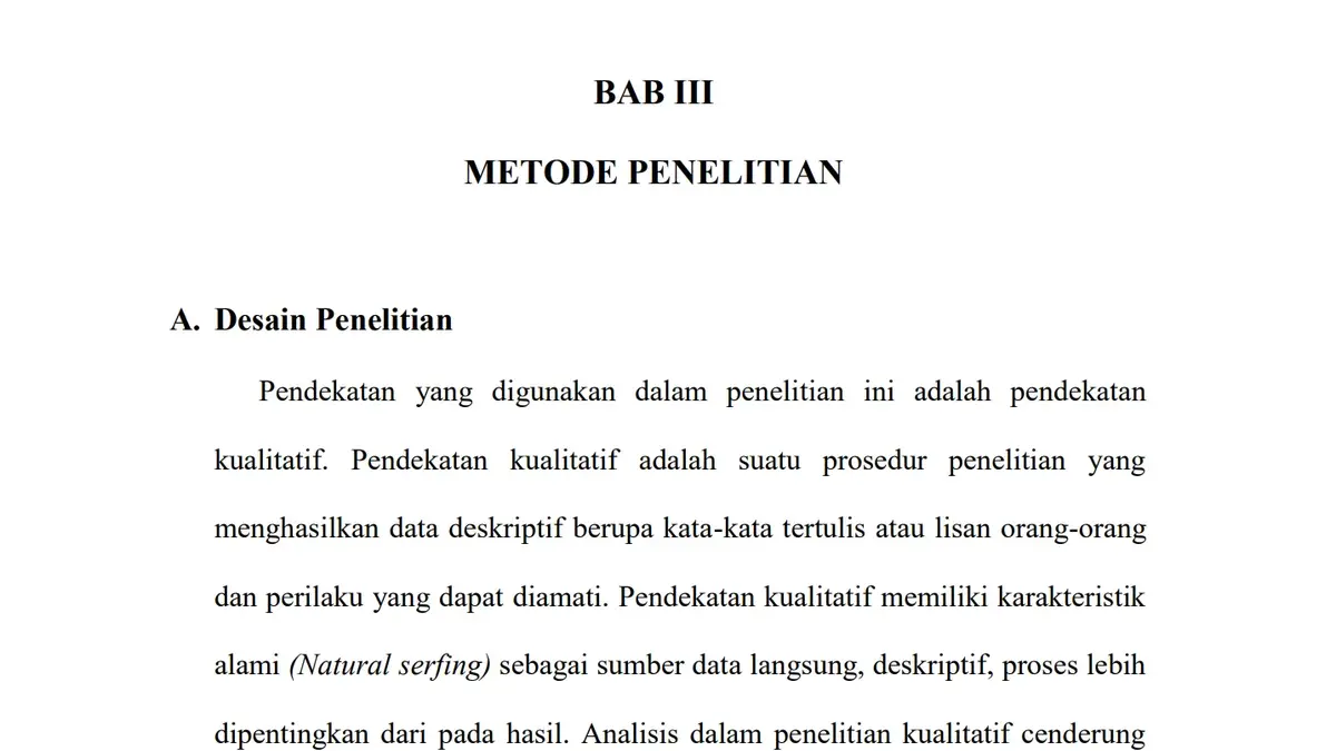 Contoh Skripsi Bab 3 Kualitatif dan Kuantitatif yang Benar