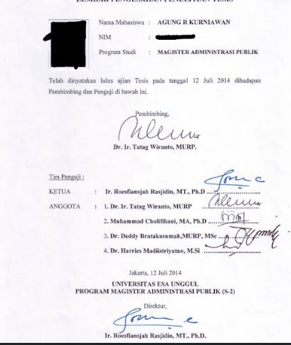 Contoh Lembar Pengesahan Tesis