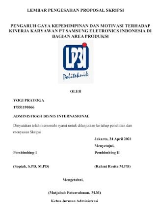 Contoh Lembar Pengesahan Proposal Skripsi