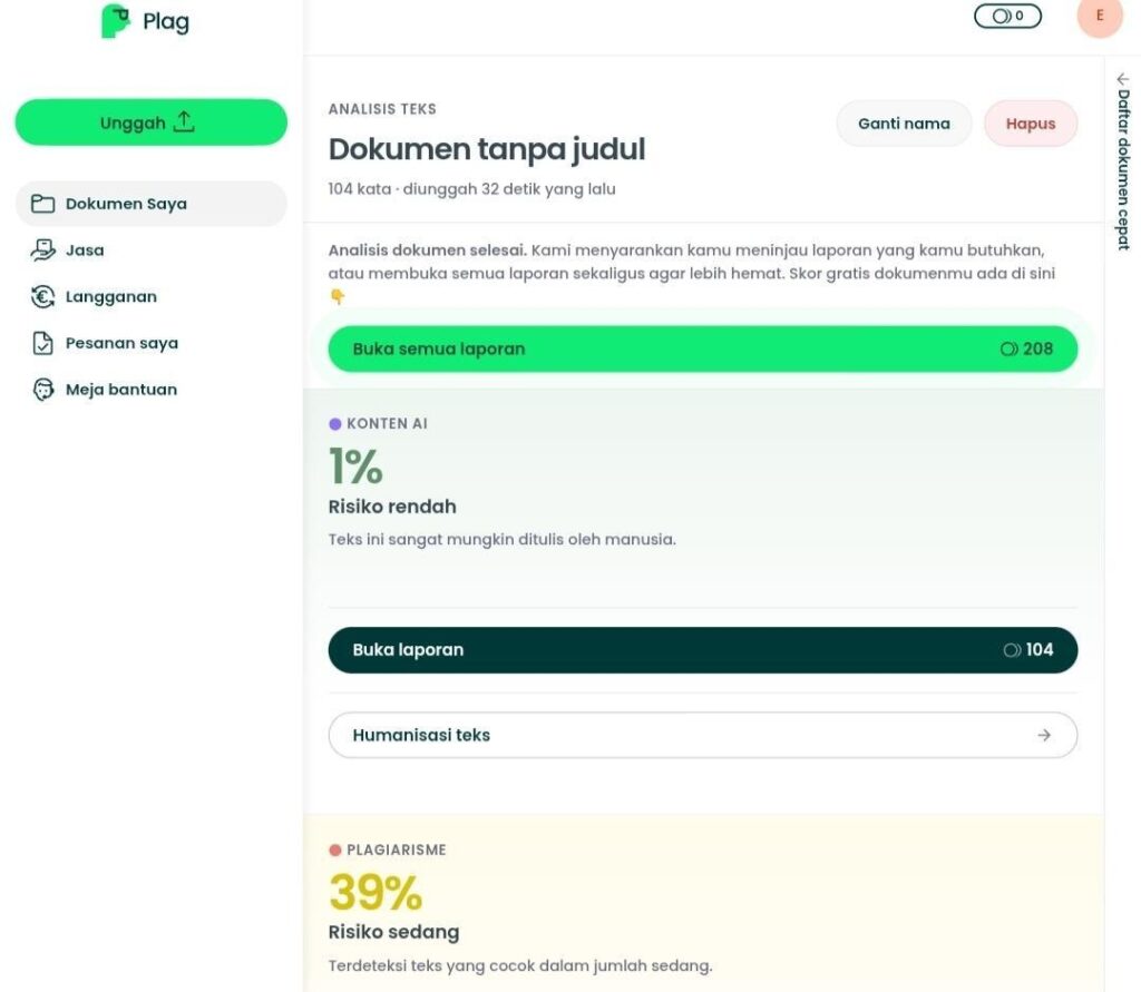 Situs Cek Plagiarisme Plag.id
