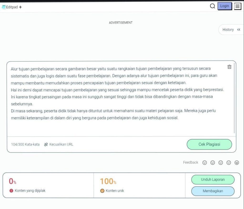 Situs Cek Plagiarisme Editpad