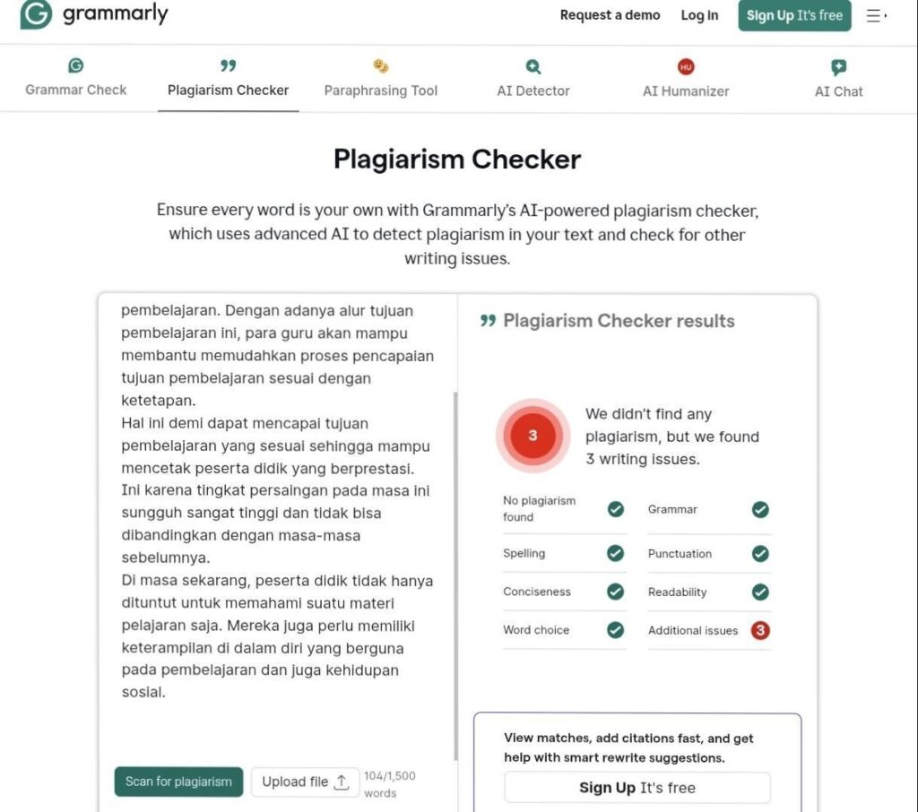 Situs Cek Plagiarisme Grammarly